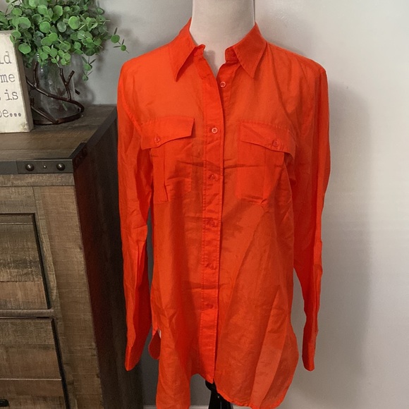 Lauren Ralph Lauren silk blend Button up Blouse M - Picture 9 of 9